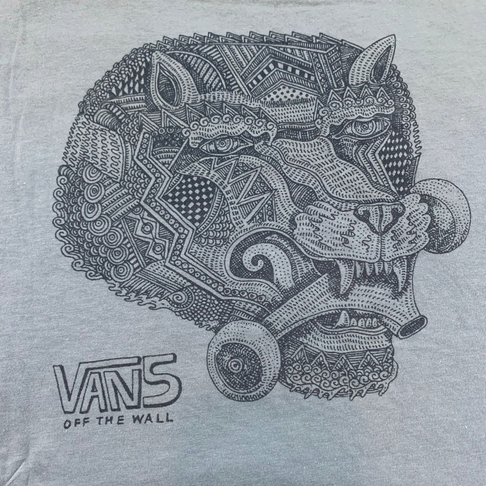 Vans Gallery Artist Series Zio Ziegler Cat Skateboard Blue Tee Shirt Medium